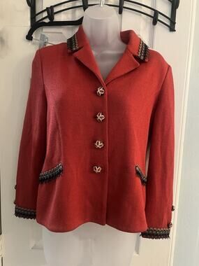St John Red VTG Sweater Blazer 2